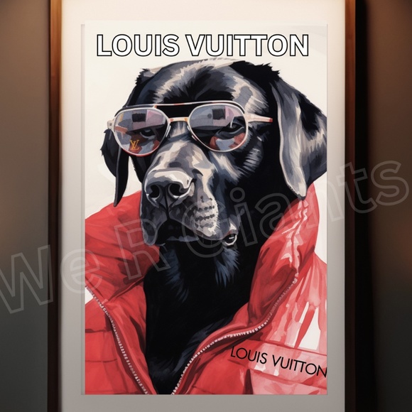Louis Vuttion Animal Theme Art- Black Lab Wall Art 11x17 - Picture 1 of 2